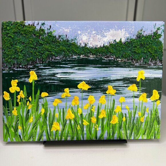 Here Comes Spring Original Impressionist Landscape Nature Theme Painting 6" x 8" - Picture 1 of 6
